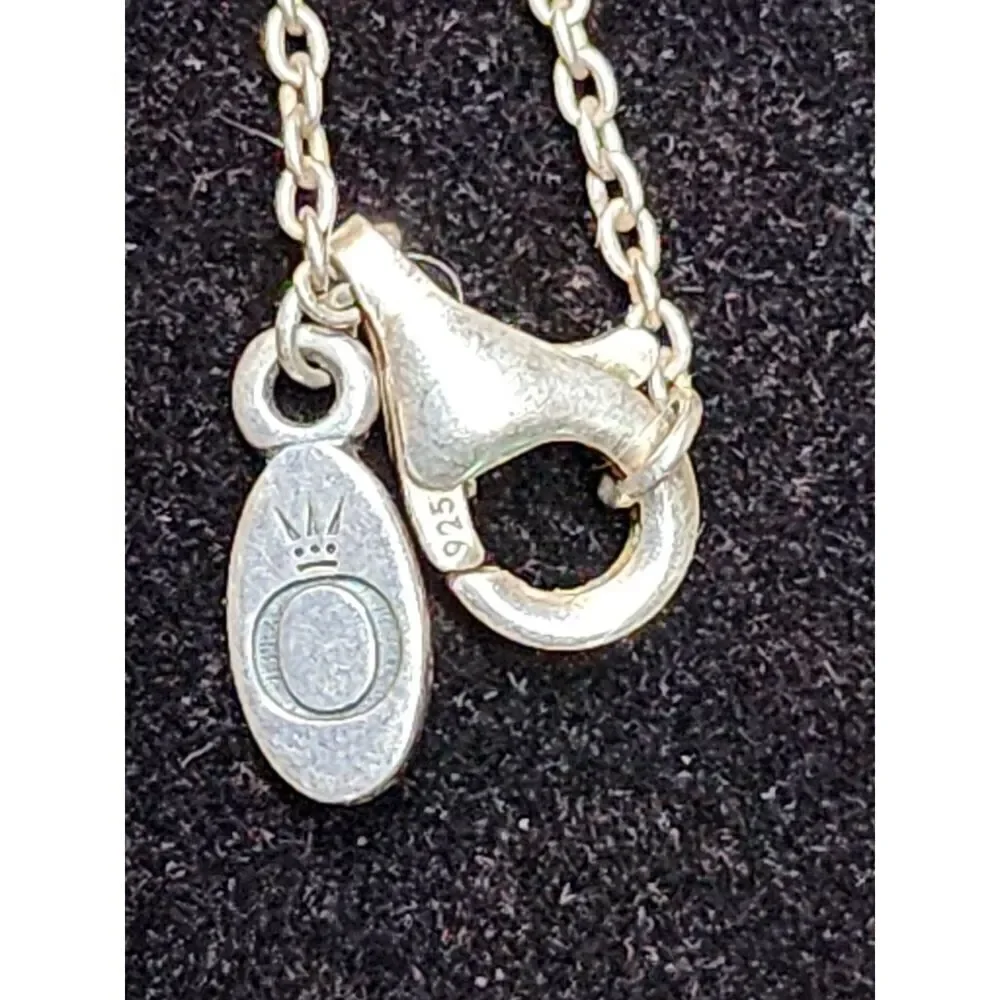 PANDORA Elegant Beauty Pendant, White Pearl & Clear CZ with necklace